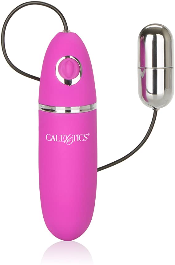 CalExotics Power Play Wired Remote Control Bullet Vibrator - Waterproof Sex Toys for Couples - Adult Vibe Egg Massager - Silver