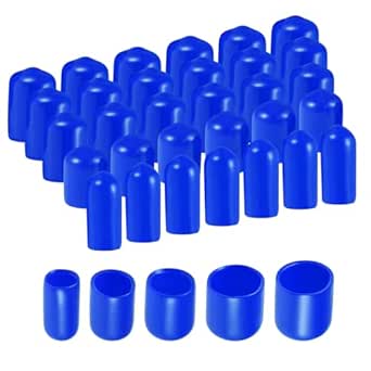 uxcell 25pcs Round Rubber End Caps 1/4" 3/8" 1/2" 5/8" 3/4" Blue Vinyl Cover Screw Thread Protectors Assortment Kit