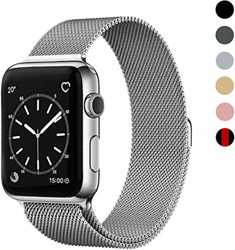 OSUVOX Compatible for IWatch Band, 38mm/40mm 42mm/44mm, Stainless Steel Loop Magnetic Band Compatible with Iwatch Series 4/3/2/1 (Sliver, 42mm/44mm)