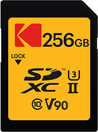 Kodak SDXC 256GB UHS-II U3 V90 Ultra Pro Memory Card - Up to 290MB/s Read Speed and 230MB/s Write Speed