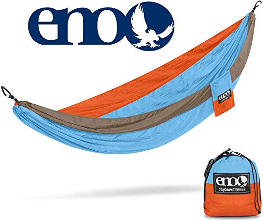 ENO - Eagles Nest Outfitters SingleNest Hammock, Portable Hammock for One, Powder Blue/Orange/Khaki