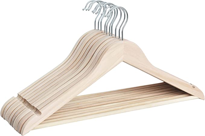 StorageWorks Wooden Hangers, 10 Pack Natural Wood Hanger, Premium Clothes Hangers for Shirts, Jackets, Pants, Coats, Suits, Sweaters