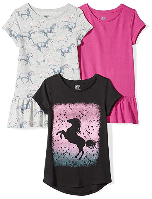 Spotted Zebra Girls' 3-Pack Short-Sleeve Tunic Tops