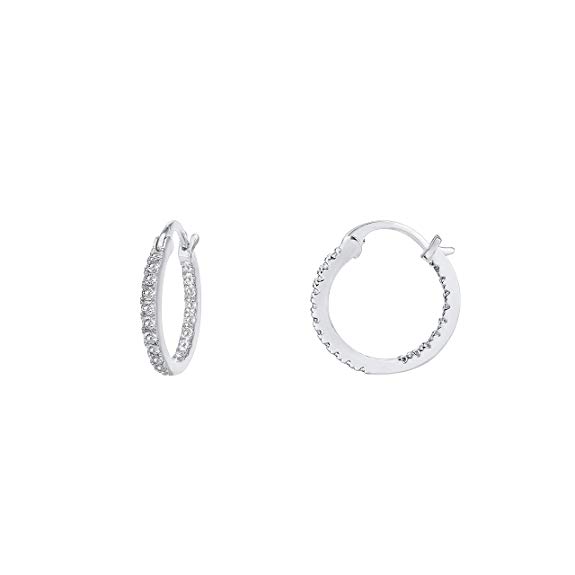 PAVOI 14K Gold Plated 925 Sterling Silver Post Cubic Zirconia Hoop Earrings 30/15mm