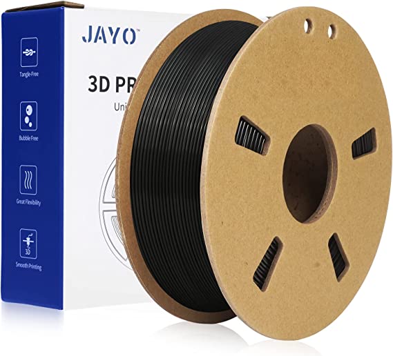 JAYO PLA Filament 1.75mm, Upgraded PLA Meta 3D Printer Filament 0.65KG, Diameter 1.75mm ± 0.02mm High Fluidity Fast Print 3D Printing Consumables, 1.4LBS Black 3D Filament