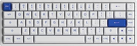 Akko Blue on White 3068B Plus Hot-swappable Mechanical Gaming Keyboard with PBT Keycaps, 2.4G Wireless/Bluetooth/Wired 65 Percent 68-Key RGB White Keyboard, Compatible with Mac & Win (Jelly Purple)