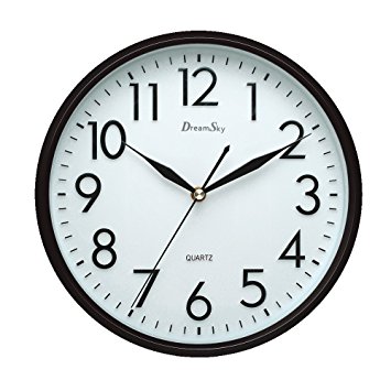 DreamSky 10 inches Silent Non-Ticking Quartz Wall Clock ,Decorative Indoor Kitchen Clock ,3D Numbers Display ,Battery Operated Wall Clocks