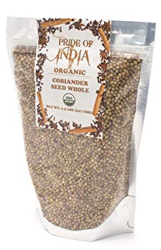 Pride Of India - Organic Coriander Seed Whole, Half Pound