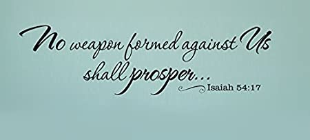 YINGKAI Religious Wall Decal No Weapon Formed Against Us Shall Prosper Isaiah 54:17 Wall Quote Bible Scripture Sticker Vinyl Lettering Spiritual Removable Decal for Home Decoration