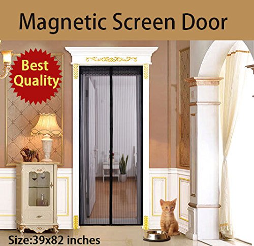 UINSTONE Magnetic Screen Door, sewed with 28 POWERFUL magnets, FULL LENGTH Velcro straps and HEAVY DUTY TOUGH mesh