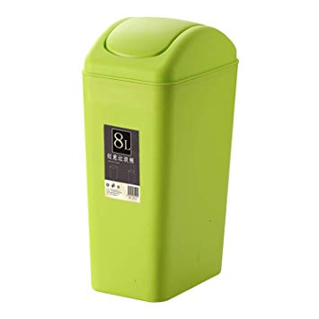 Topgalaxy.Z Mini Waste Can 8 Liter/2 Gallon Plastic Trash Can, Small Garbage Can with Swing Lid, Office Waste Bins (Trash can-Green)