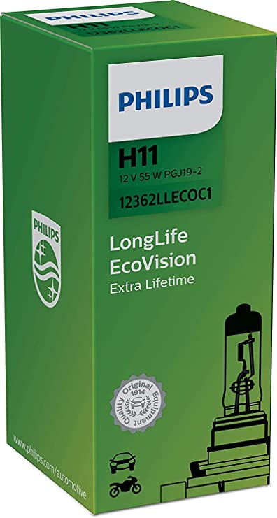 Philips 12362LLECOC1 LongLife EcoVision H11 Headlight Lamp (1 Pack)