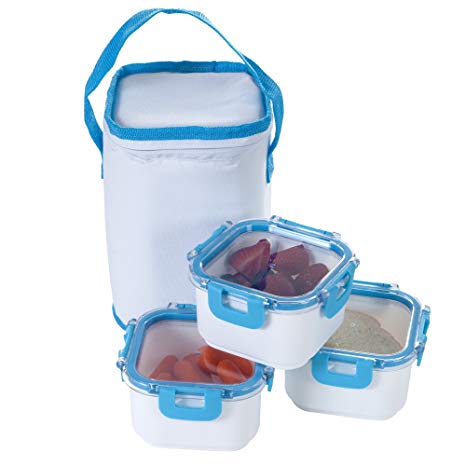 Classic Cuisine 82-HH092 Portable 3 Piece Food Storage Set with Insulated Bag, Clear