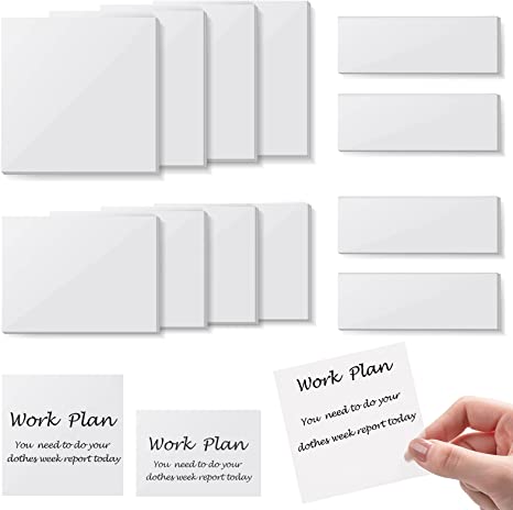 12 Packs 600 Pieces Translucent Sticky Notes See Through Clear Sticky Notes,Transparent Sticky Notes,Waterproof Self Adhesive Pad for Book Studying Reading Annotating (3 x 3/ 3 x 2/ 3 x 1 Inch)