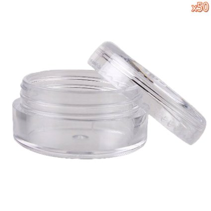 niceEshop 50 Pieces Travel Cosmetic Sample Containers 5 Gram Plastic Pot Jars