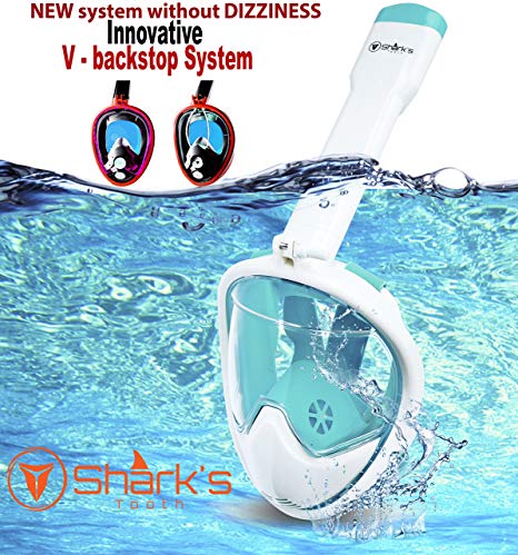 Snorkel Mask Full Face- Easy Breath- 180⁰ Panoramic Seaview- Innovative V Backstop Technology With Four Valves- Scuba Mask- Diving Mask- Anti-Leak&Anti-Fog- GoPro Mount