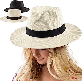 Womens Fedora Hats Straw Hat Pack of 3 Panama Hats for Women Men Sun Hat Summer Hat Beach Hat