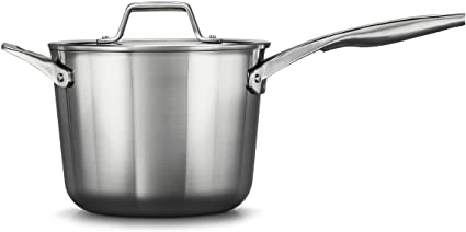 Calphalon 2029638 Premier Stainless Steel 4.5-Quart Saucepan with Cover, Silver