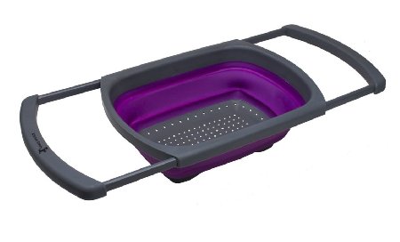 Kitchen Candy Collapsible Over the Sink Silicone Colander / Strainer, Purple