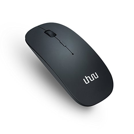 UHURU Rechargeable Bluetooth 3.0 Wireless Mouse Noiseless and Silent Click with 800/1200/1600 DPI for Pc MAC Laptop Computer - Improved Version 3.0 (Black)