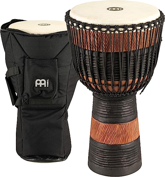 Meinl Percussion ADJ3-XL BAG African Style Rope Tuned 13-Inch Wood Djembe with Bag, Brown/Black