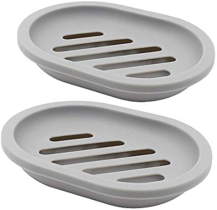 Topsky 2-pack Soap Dish, Soap Holder, Soap Saver, Easy Cleaning, Dry, Stop Mushy Soap (gray)