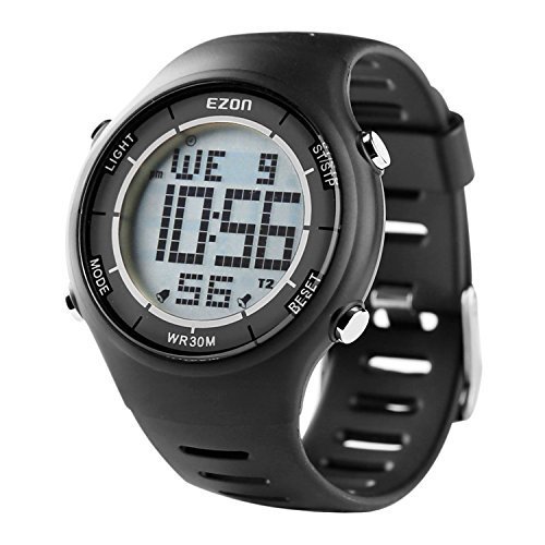 EZON Men's Digital Sport Watch Ultra Thin Outdoor Running Waterproof Watch Black L008A11