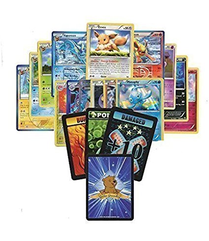 30 Pokemon Card Pack Lot Includes Eevee, 3 Random Eevee Evolutions, 7 Reverse Foils, 3 Holo Rares, 1 Random Ex or Full Art Ultra Rare. Plus Bonus 3 Golden Groundhog Token Counters.