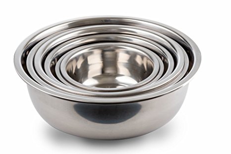 Stainless Steel Mixing Bowls Mirror Finish Nesting Bowls Set Of 6 Different sizes, 3/4 1.5, 3, 4, 5, and 8, Qt by Kitchen Winners