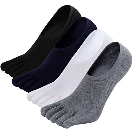 Men's No Show Toe Socks Running Five Finger Cotton Ankle Socks,Low Cut Toe Socks for Men