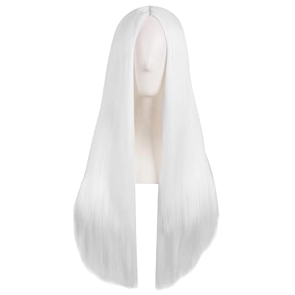 MapofBeauty 28 Inch/70cm Women Special Natural Long Straight Synthetic Wig (White)