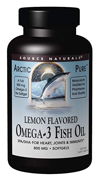 Source Naturals ArcticPure Omega-3 Fish Oil Lemon Flavored 800mg EPA/DHA for a Healthy Heart, Joints and Immune System - 120 Softgels