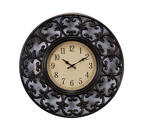 Kiera Grace Leon Wall Clock, 11-Inch, 1.5-Inch Deep, Brushed Bronze