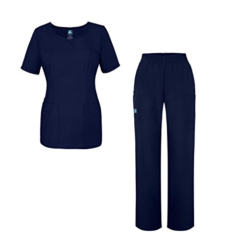 ADAR UNIFORMS Universal Women’s Scrub Set - V-Neck Scrub Top and Elastic Pull-On Scrub Pants