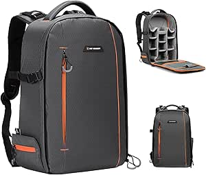 K&F Concept Camera Backpack for Photographers Large Waterproof Photography Camera Bag with Laptop/Tripod Compartment for Men Women Grey M