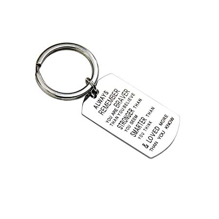 LGEGE Key Chain Ring Pendant You are Braver Stronger Smarter Than You Think Friend Gift Inspirational Gifts Friendship