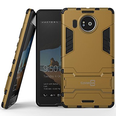 Lumia 950 XL Case, CoverON® [Shadow Armor Series] Hard Slim Hybrid Kickstand Phone Cover Case for Microsoft Lumia 950 XL - Gold & Black