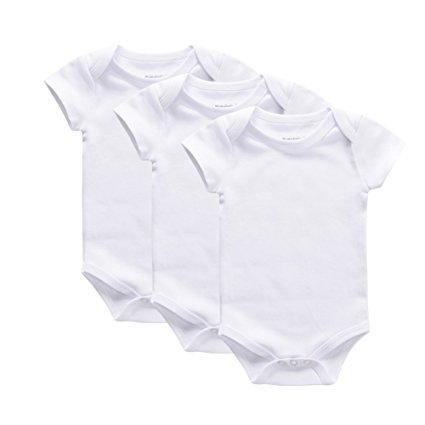 Newborn White Short Sleeve Bodysuits Organic Cotton Boy Girl Summer Outfit 3-Pack 0-12Month