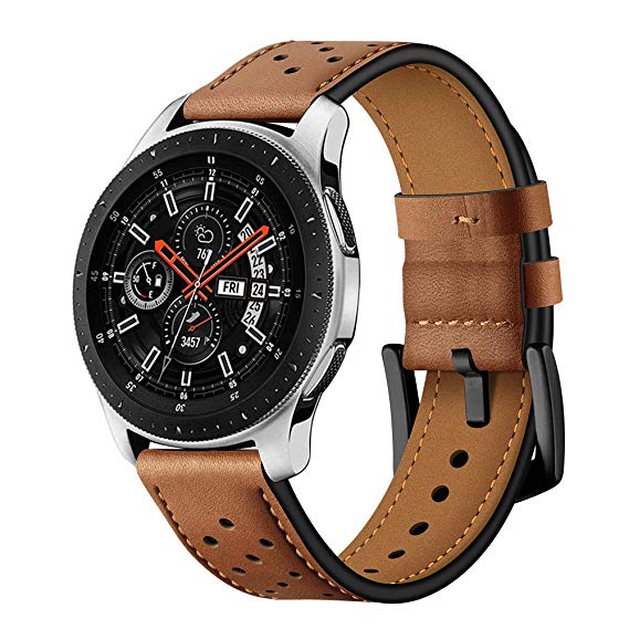 Compatible Samsung Galaxy Watch 46mm/Samsung Gear S3 22mm Leather Watch Band Straps for Gear S3 Frontier/S3 Classic Smartwatch