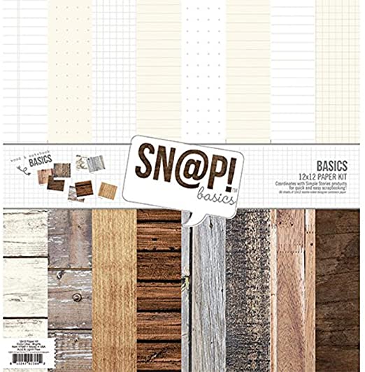 SIMPLE STORIES Snatp Wood Grain Basics Paper Kit, Multicolor