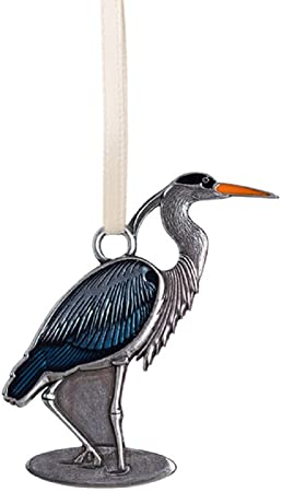 DANFORTH - Blue Heron Ornament - Pewter - Handcrafted - 2 1/2 Inches - Satin Ribbon - Made in USA