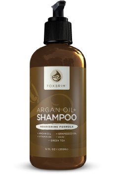 Argan Oil Shampoo - Repair Dry and Damaged Hair - Get Shiny Healthy Hair - Vegan Formula With Aloe Vera Green Tea Vitamin B5 and Nutrient Rich Oils - Natural and Organic - Sulfate Free - Foxbrim 12OZ