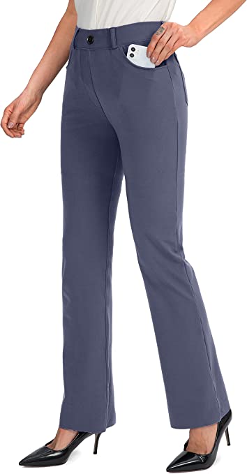 Rammus 28"/30"/32"/34" Women's Yoga Dress Pants Stretch Work Business Casual Slacks for Women Bootcut Office Trousers