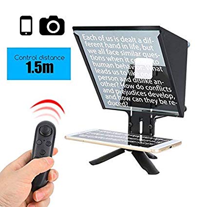 Teleprompter, 5 inch Portable Smartphone Wireless Control Teleprompter for DSLR Camera and Maximum 6.5 inch Mobile Phone