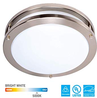 KOR 12-Inch LED Ceiling Light Fixture - 15W, 1050lm, 5000K Bright White Color Dimmable Light Energy Efficient and Easy Installation - Ideal for Living Room Bedroom Kitchen Hallway