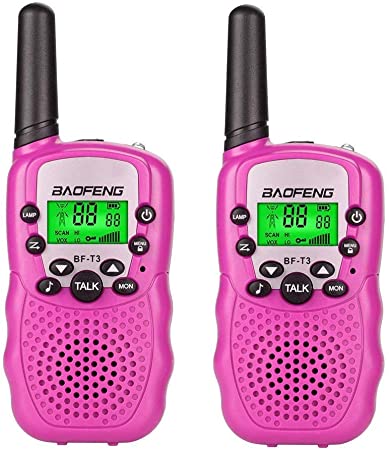 Baofeng T3 Kids Walkie Talkies,Mini Two Way Radios for Boys Girls Children gift,UHF 462-467MHz Frquency 22 Channels(2pcs Pink )