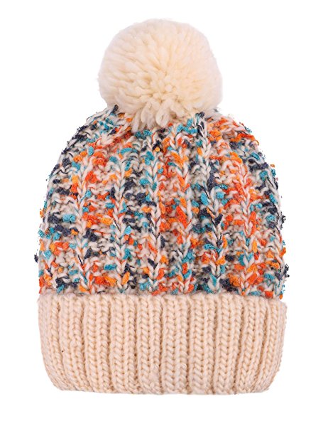 Arctic Paw Adult Chunky Cable Knit Beanie With Yarn Pompom