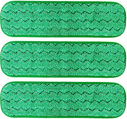 TEBEST 18" Microfiber Replacement Mop Pads, Standard Looped Flat Wet Mop Home and Commercial Cleaning Refills (Green)