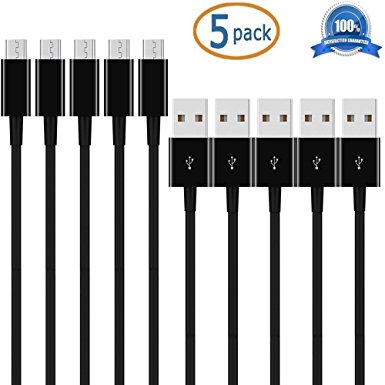 Micro USB Cables , AEDILYS [5-Pack] for Samsung Galaxy S3/S4/Note 2 & Other Smartphones, 5 Pack - Non-Retail Packaging - White