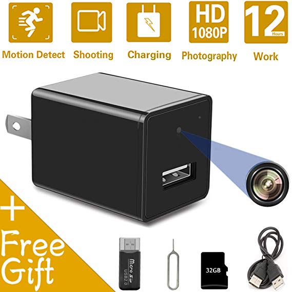 Hidden Spy Camera USB Charger | Full HD 1080P Spy Camera with 32GB Memory Card | Motion Detection Loop Video Record Hidden Security Camera[No Wi-Fi Needed]